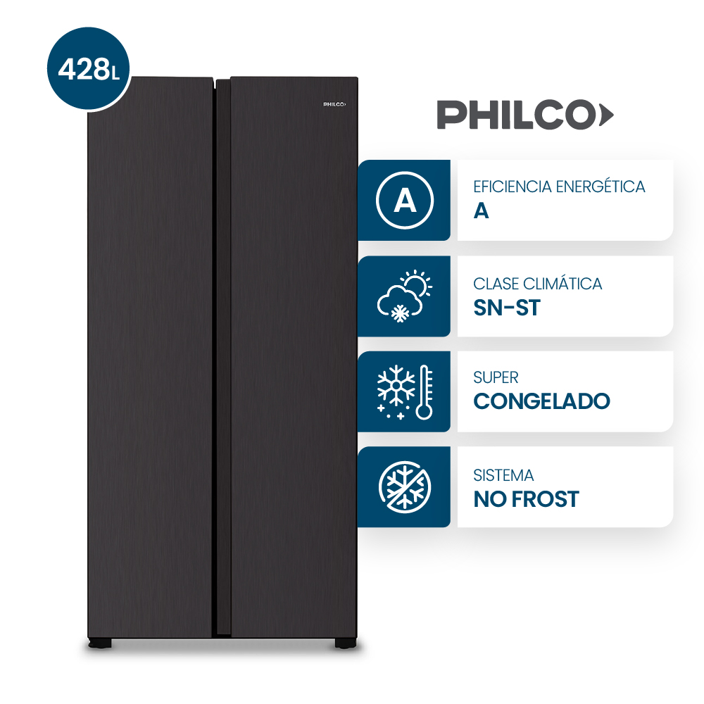HELADERA PHILCO PHSB450N 428L NETA NEGRA